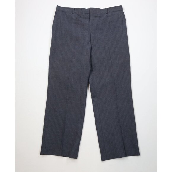 Vtg 70s Streetwear Mens 38x30 Wool Blend Pinstriped Knit Wide Leg Chino Pants